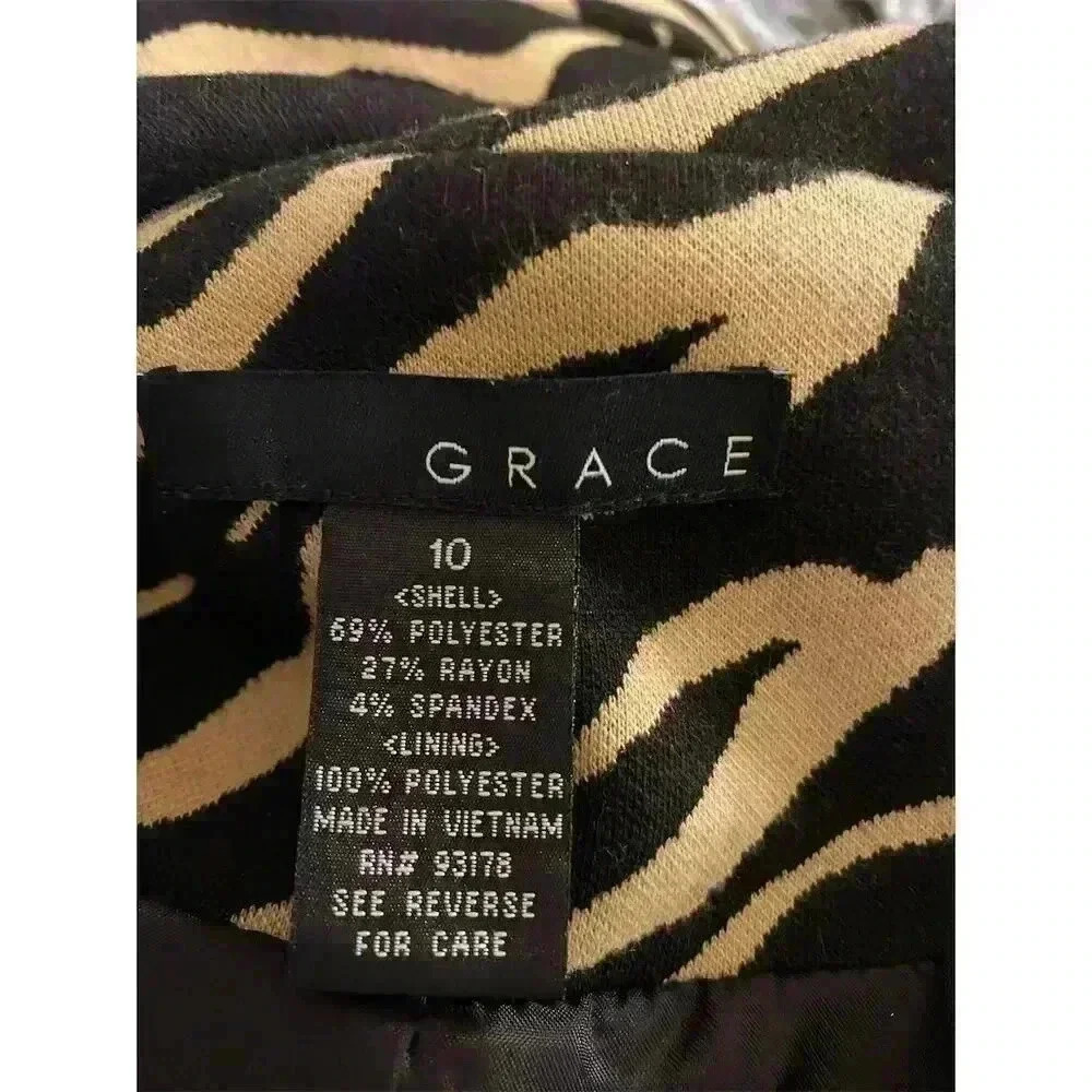 Grace Women's Animal Print Jacket Black Size 10 - Picture 3 of 4